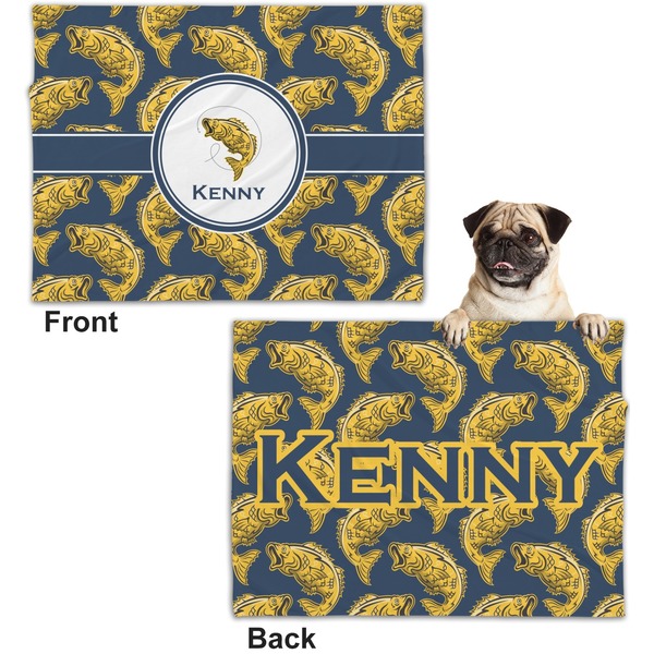 Fish Microfleece Dog Blanket - Regular - Front & Back