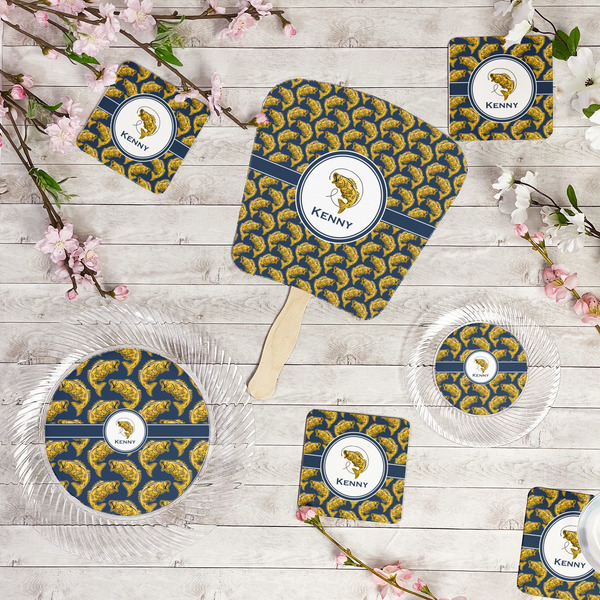 Fish Party Supplies Combination Image - All items - Plates, Coasters, Fans