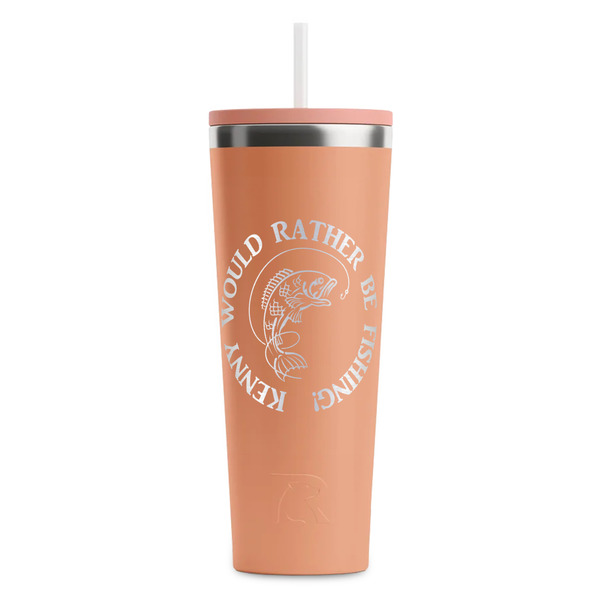 Custom Fish RTIC Everyday Tumbler with Straw - 28oz - Peach - Double-Sided (Personalized)
