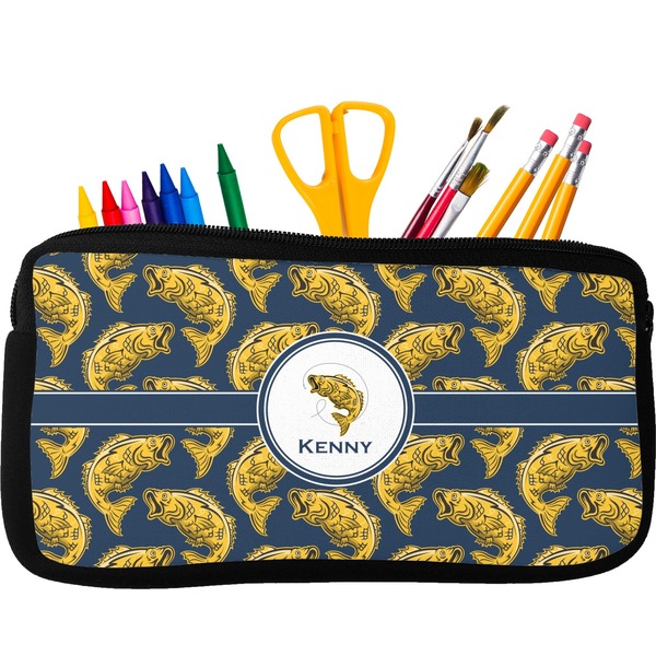 Custom Fish Neoprene Pencil Case - Small w/ Name or Text