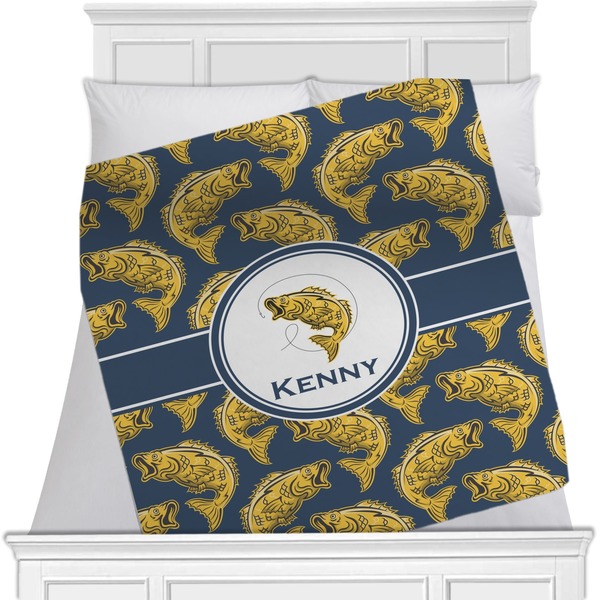 Custom Fish Minky Blanket - 40"x30" - Single Sided (Personalized)
