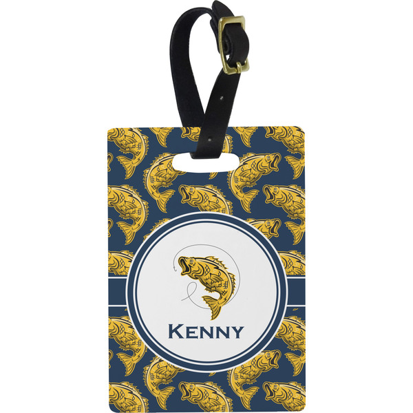 Custom Fish Plastic Luggage Tag - Rectangular w/ Name or Text