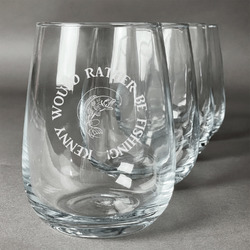 Fish Stemless Wine Glasses (Set of 4) (Personalized)