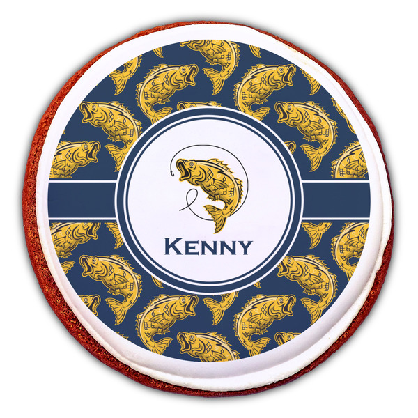 Fish Printed Icing Circle - Large - On Cookie