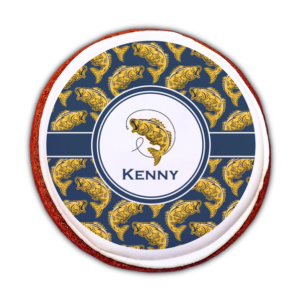 Fish Printed Icing Circle - Medium - On Cookie