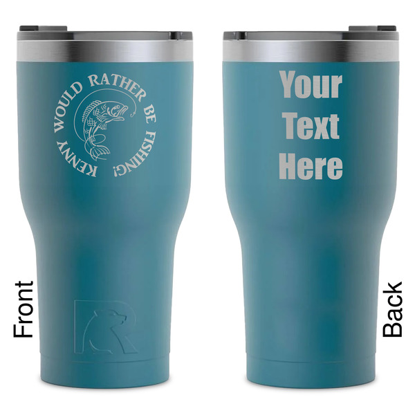 Custom Fish RTIC Tumbler - Dark Teal - Laser Engraved - Double-Sided (Personalized)