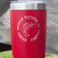 Fish 20 oz Stainless Steel Tumbler - Red - Single Sided (Personalized)