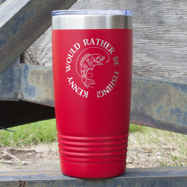 Custom Fish 20 oz Stainless Steel Tumbler - Red - Single Sided (Personalized)