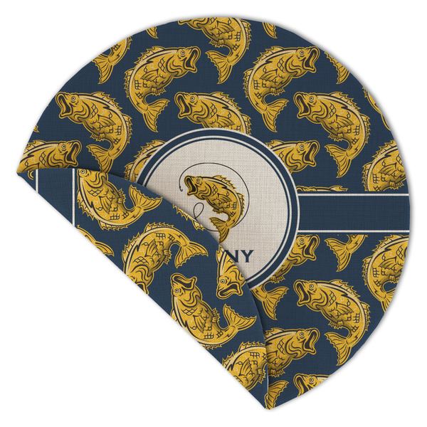 Fish Round Linen Placemats - Front (folded corner double sided)