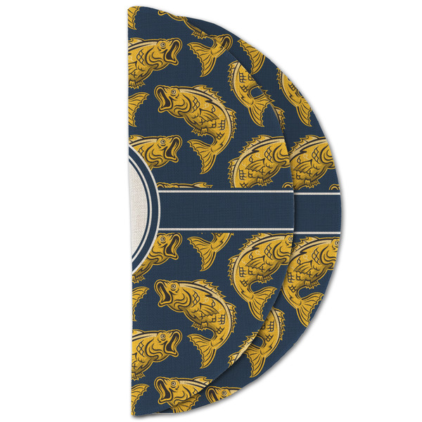 Fish Round Linen Placemats - HALF FOLDED (double sided)