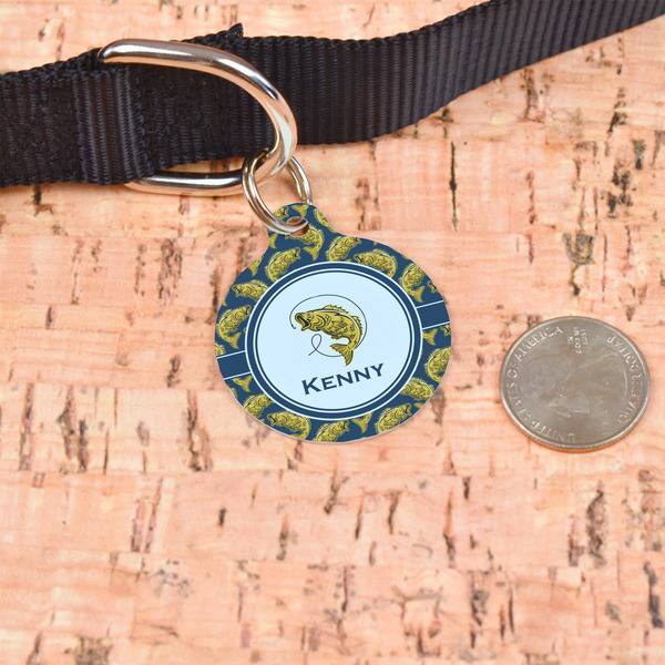 Fish Round Pet ID Tag - Large - In Context
