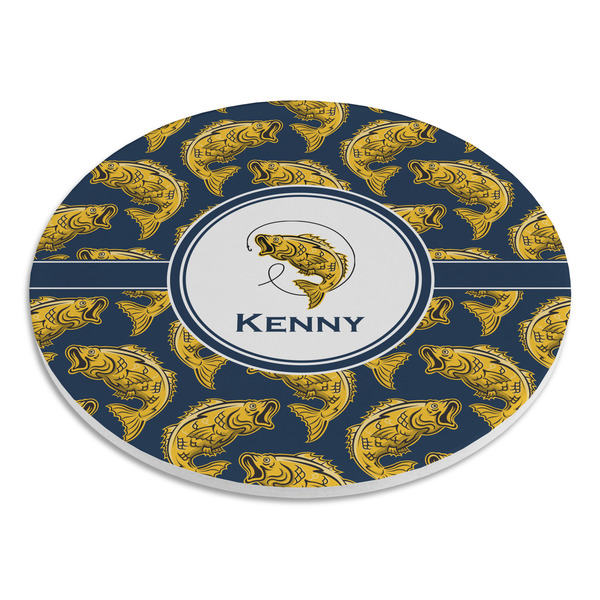 Fish Round Stone Trivet - Angle View