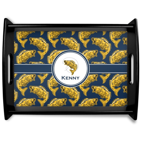 Custom Fish Black Wooden Tray - Large (Personalized)