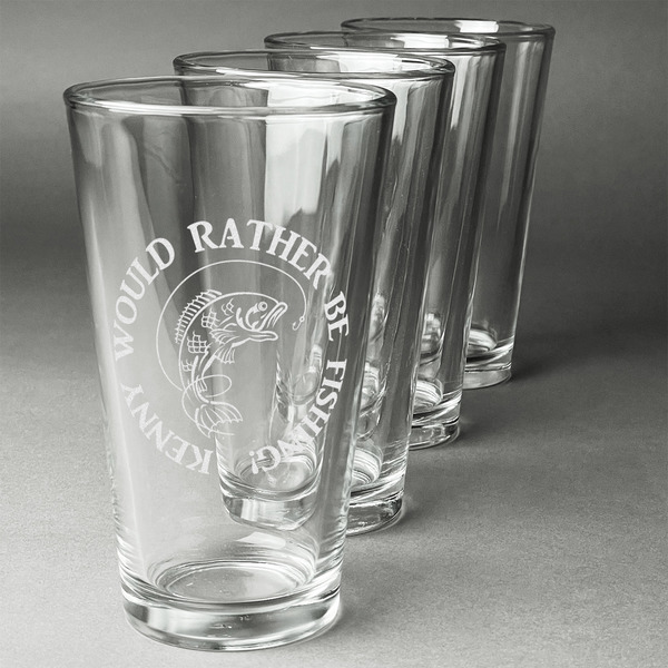 Custom Fish Pint Glasses - Engraved (Set of 4) (Personalized)