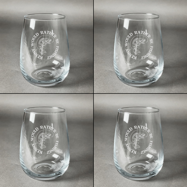 Fish Set of Four Personalized Stemless Wineglasses (Approval)