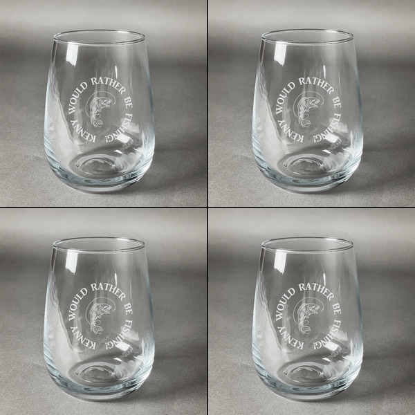 Fish Set of Four Personalized Stemless Wineglasses (Approval)