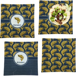 Fish Set of 4 Glass Square Lunch / Dinner Plate 9.5" (Personalized)