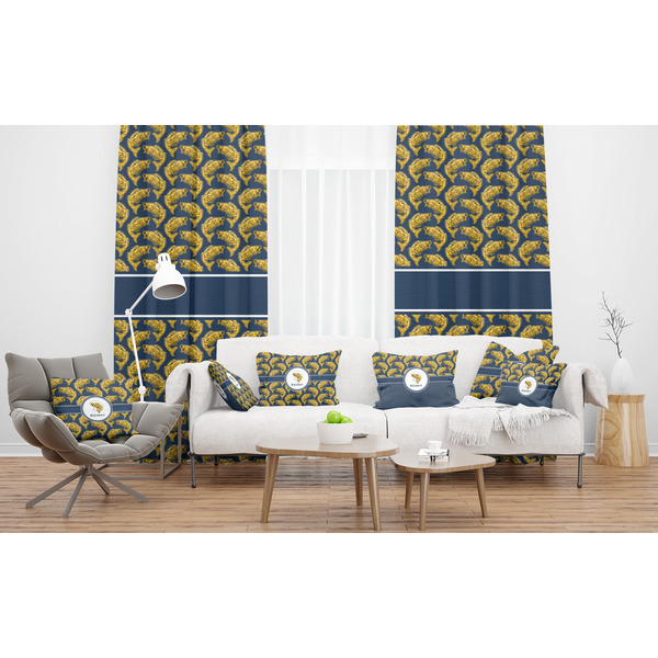 Fish Sheer and Custom Curtains in Room with Matching Pillows