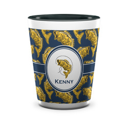 Fish Ceramic Shot Glass - 1.5 oz - Two Tone - Set of 4 (Personalized)
