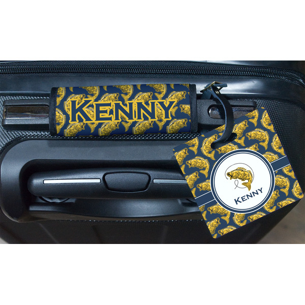 Fish Square Luggage Tag & Handle Wrap - In Context