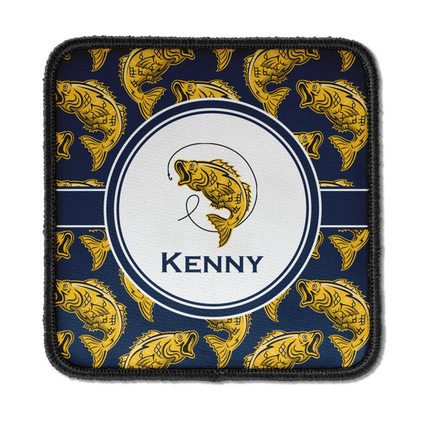 Custom Fish Iron On Square Patch w/ Name or Text