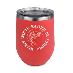 Fish Stemless Stainless Steel Wine Tumbler - Coral - Double Sided (Personalized)