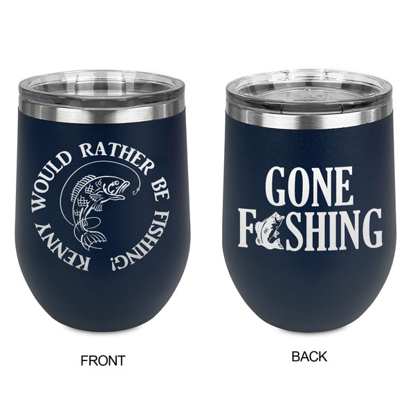Fish Stainless Wine Tumblers - Navy - Double Sided - Approval