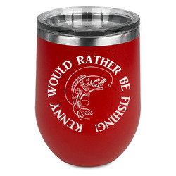 Fish Stemless Stainless Steel Wine Tumbler - Red - Double Sided (Personalized)