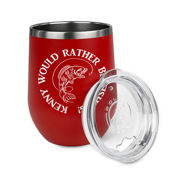 Fish Stainless Wine Tumblers - Red - Single Sided - Alt View