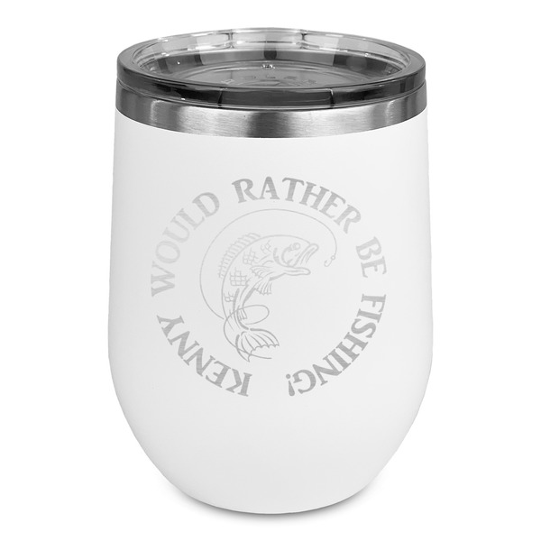 Custom Fish Stemless Stainless Steel Wine Tumbler - White - Double Sided (Personalized)