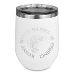 Fish Stemless Stainless Steel Wine Tumbler - White - Single Sided (Personalized)