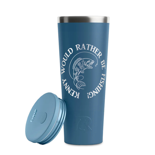 Fish Steel Blue RTIC Everyday Tumbler - 28 oz. - Lid Off
