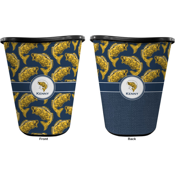 Fish Trash Can Black - Front and Back - Apvl