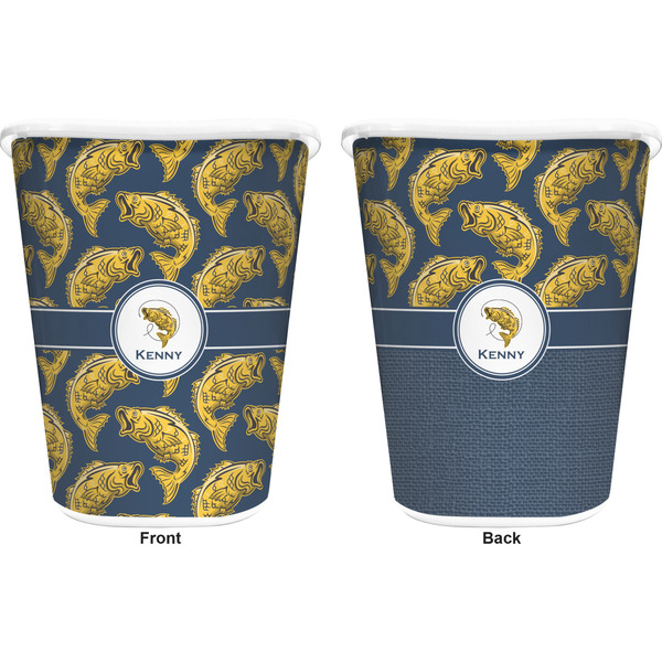 Fish Trash Can White - Front and Back - Apvl