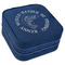 Fish Travel Jewelry Boxes - Leather - Navy Blue - Angled View