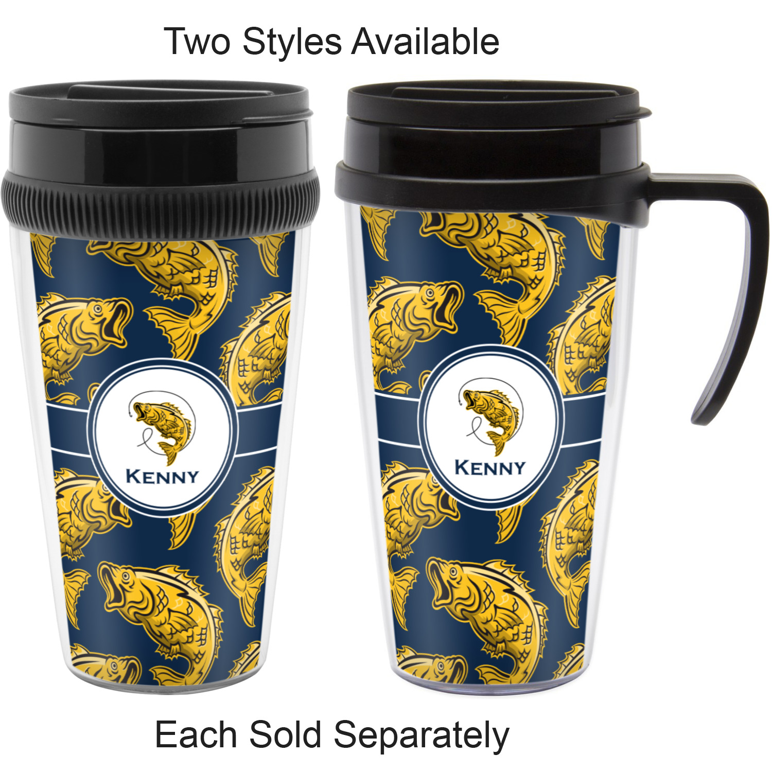 Fish Acrylic Travel Mug with Handle (Personalized) YouCustomizeIt