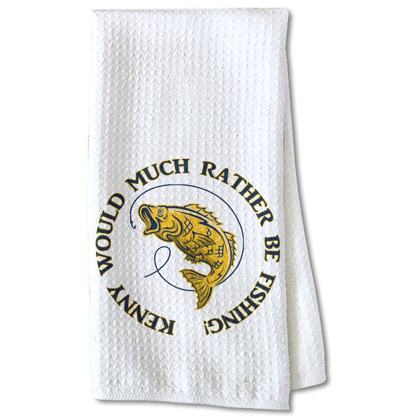 Custom Fish Kitchen Towel - Waffle Weave - Partial Print (Personalized)