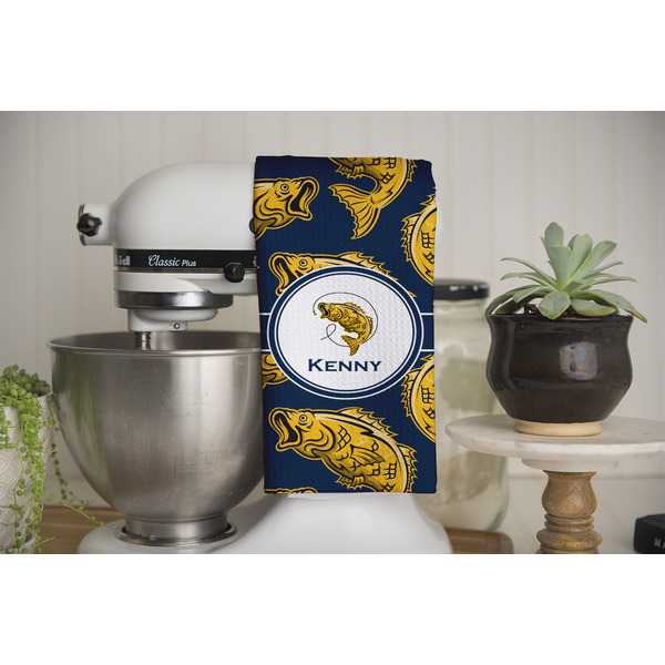 Fish Waffle Weave Towel - Full Color Print - Lifestyle Image