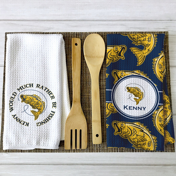 Fish Waffle Weave Towels - 2 Print Styles