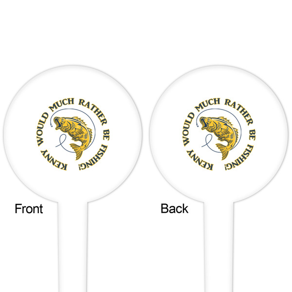 Fish White Plastic 4" Food Pick - Round - Double Sided - Front & Back