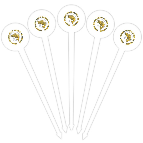 Fish White Plastic 4" Food Pick - Round - Fan View