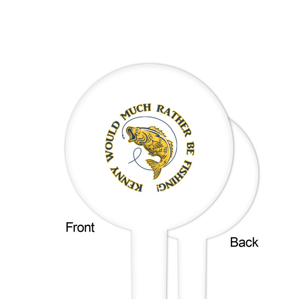 Fish White Plastic 4" Food Pick - Round - Single Sided - Front & Back