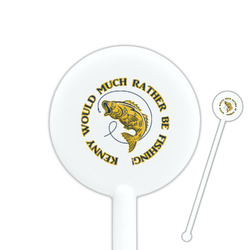 Fish 5.5" Round Plastic Stir Sticks - White - Double Sided (Personalized)