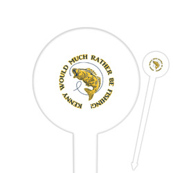Fish 6" Round Plastic Food Picks - White - Single Sided (Personalized)