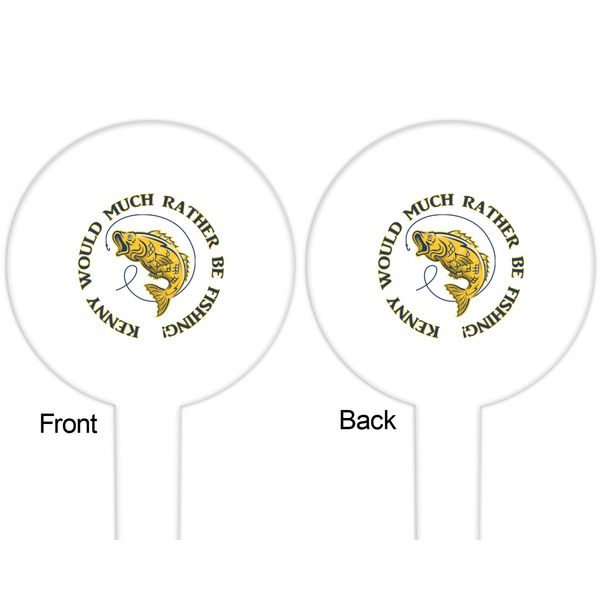 Fish White Plastic 6" Food Pick - Round - Double Sided - Front & Back