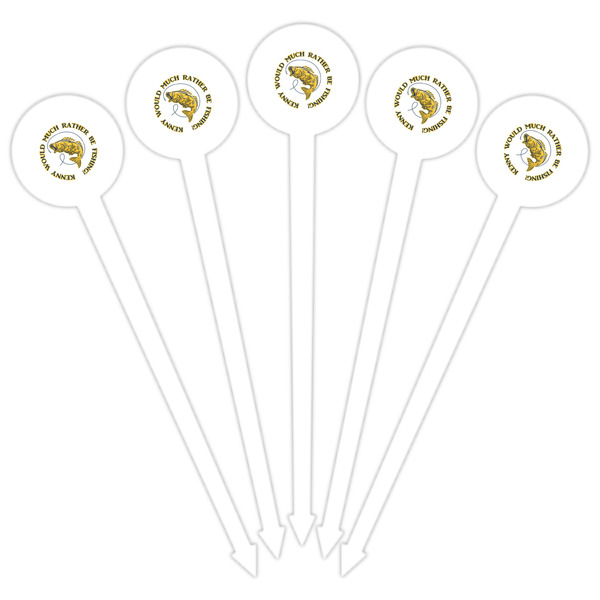 Fish White Plastic 6" Food Pick - Round - Fan View