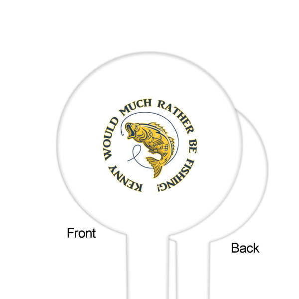 Fish White Plastic 6" Food Pick - Round - Single Sided - Front & Back