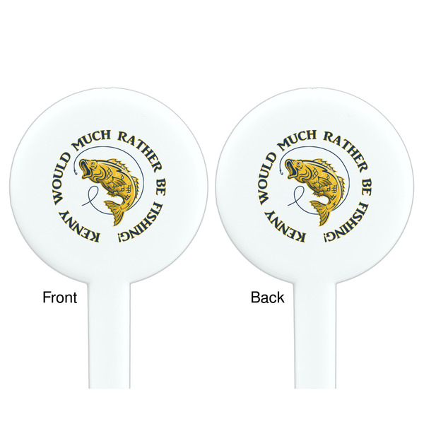 Fish White Plastic 7" Stir Stick - Double Sided - Round - Front & Back