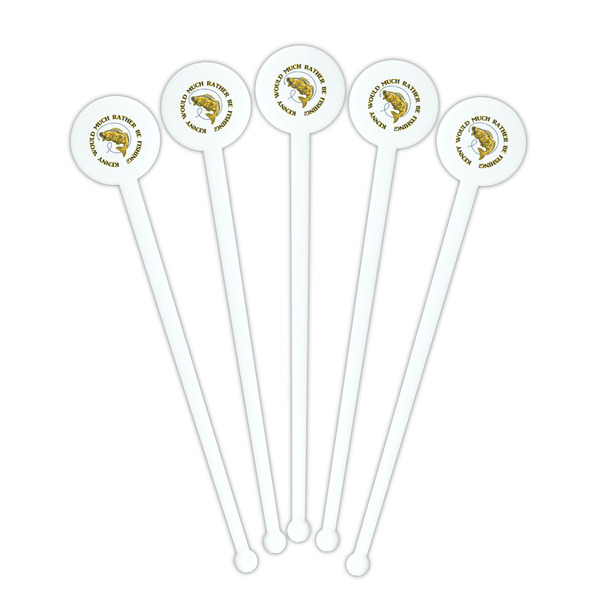 Fish White Plastic 7" Stir Stick - Round - Fan View