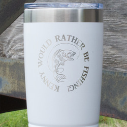 Fish 20 oz Stainless Steel Tumbler - White - Single Sided (Personalized)